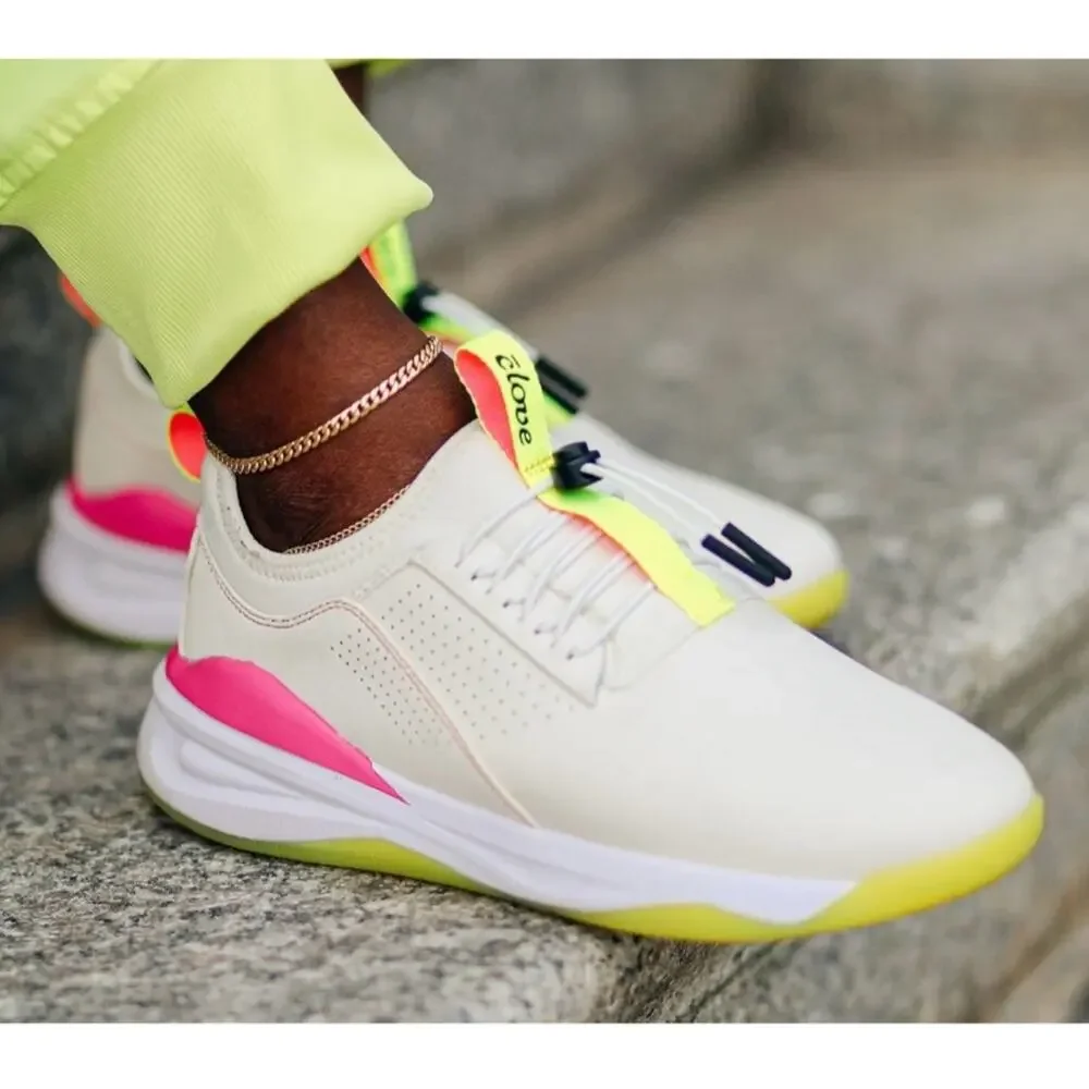 Clove Women's Classic Beige Yellow Pink Slip On Cinch Work Comfort Sneaker - 9.5